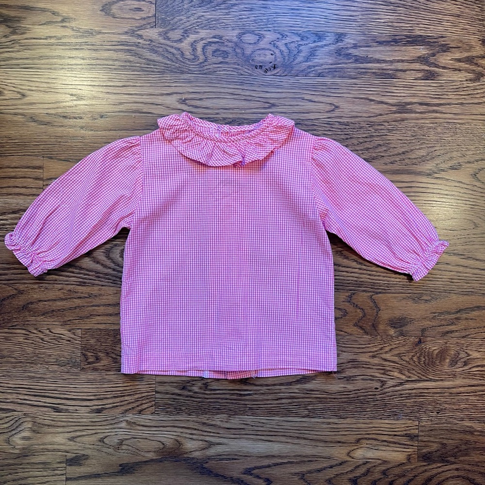 Bailey Boys Classic Girls Pink Gingham Top Ruffled Collar Long Sleeves 12 Mths